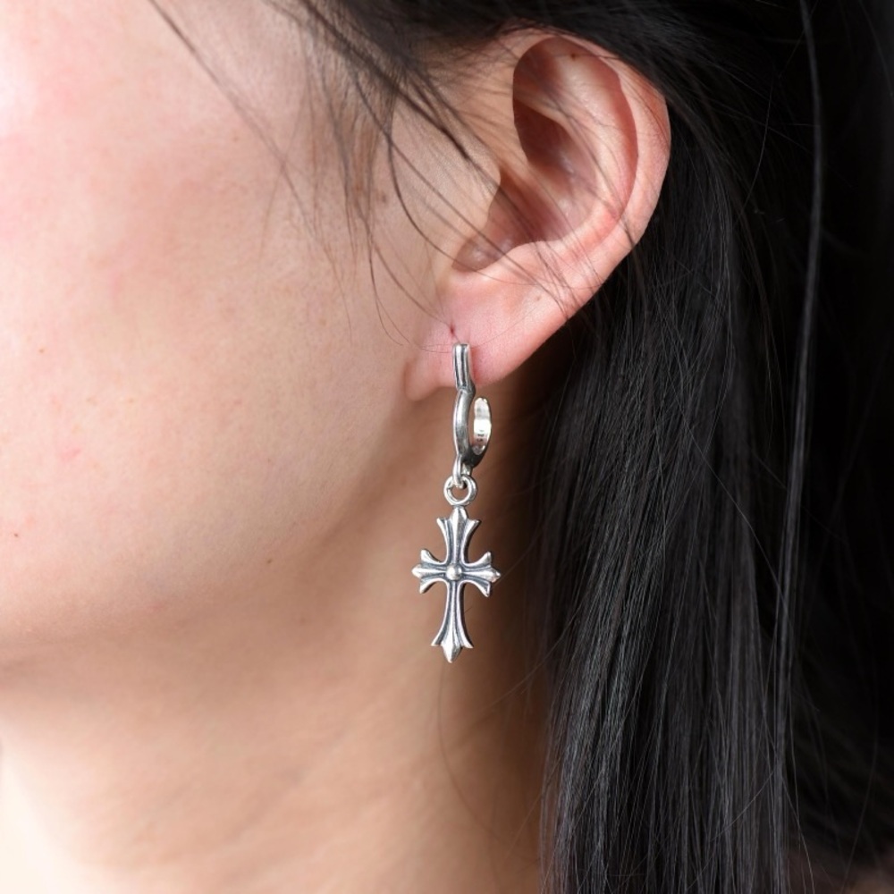 Vintage cross hoop earrings